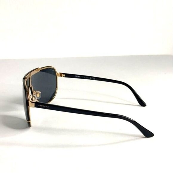 VERSACE Suglasses VE2140 1002 Pilot Aviator Greca Shield Black Unisex - Picture 9 of 16